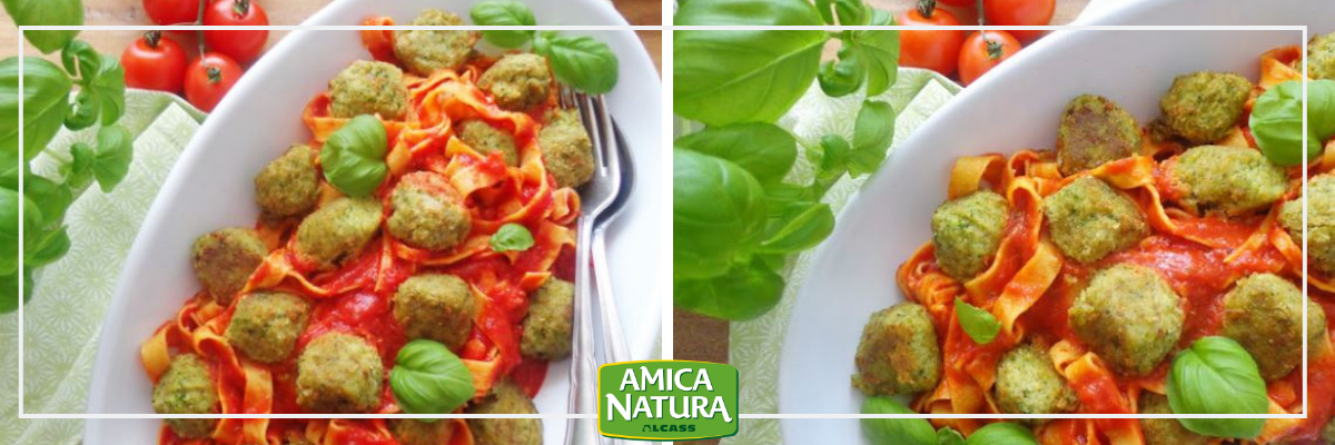 tagliatelle con polpette di broccoli amica natura